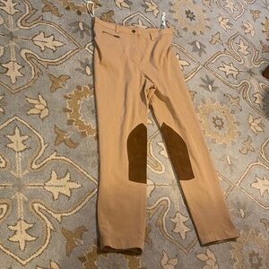Ralph Lauren beige Riding Breeches with Brown Knee Patches $45 size 8